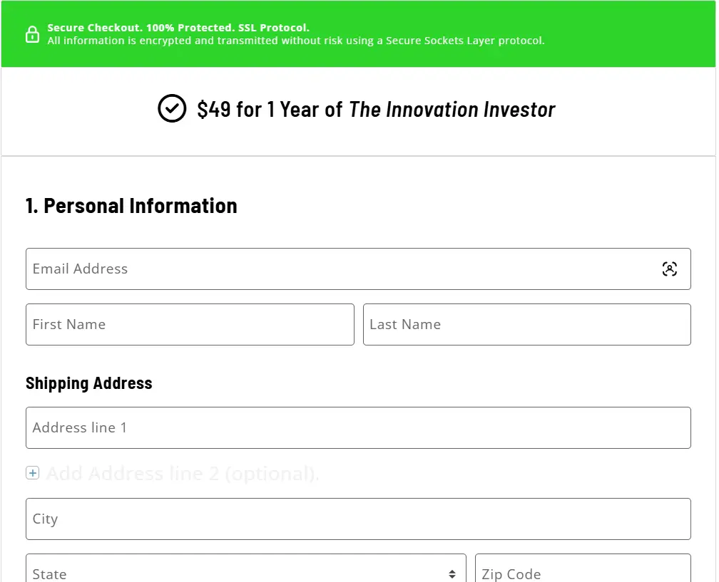 Innovation Investor Order Page